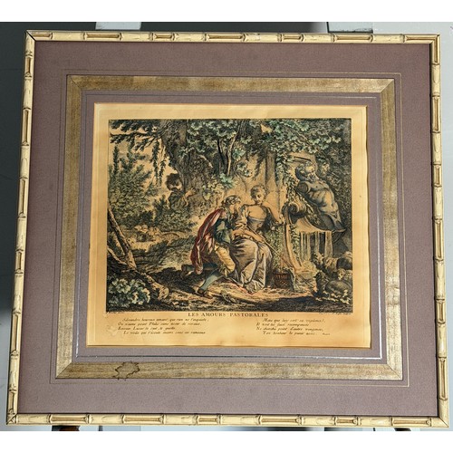 240 - After Francois le Moine, hand coloured engraving, Laurent Cars, of Diana and Endymion, 43 cm x 35 cm... 