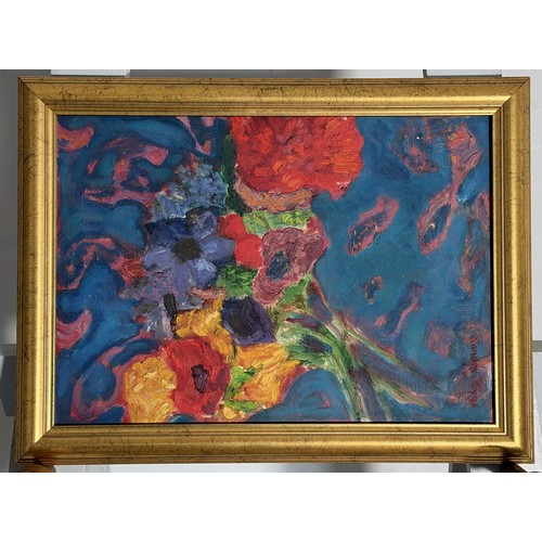 244 - Sandra Pepys (South African/British, b.1942-), oil on canvas, study of flowers, signed and framed, 3... 