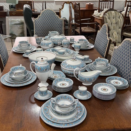 198 - A Wedgwood Florentine Turquoise pattern part dinner and coffee Service, including; coffee and tea po... 