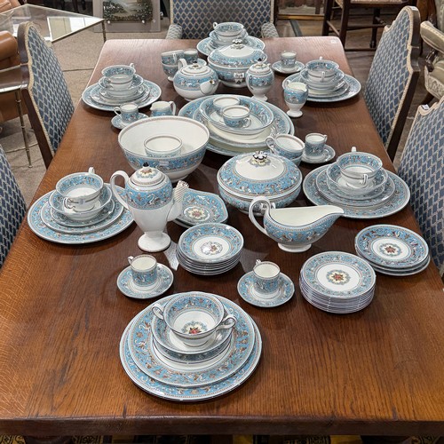 198 - A Wedgwood Florentine Turquoise pattern part dinner and coffee Service, including; coffee and tea po... 