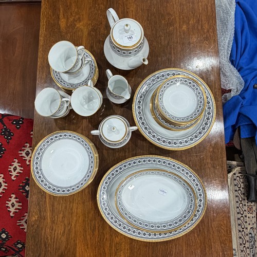 195 - A Noritake Scheherazade part Dinner and Tea Service, decorated in transfer printed black and gold pa... 