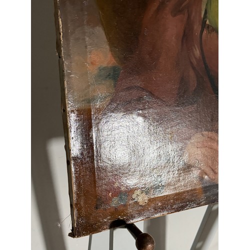 243 - Late 19th century School, oil on canvas, portrait of a Lady, damages and restored, 76 cm x 63 cm, un... 