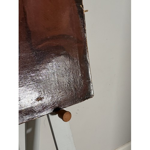 243 - Late 19th century School, oil on canvas, portrait of a Lady, damages and restored, 76 cm x 63 cm, un... 