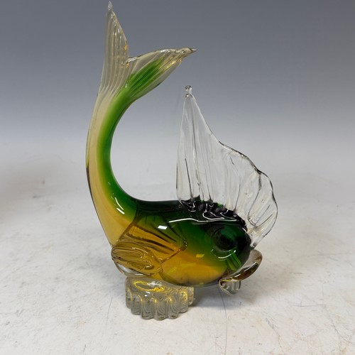 280 - A Murano glass model of a Fish, H 21.5 cm, together with Murano Millefiori type two-handled vase, an... 