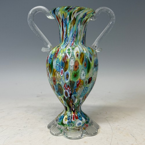 280 - A Murano glass model of a Fish, H 21.5 cm, together with Murano Millefiori type two-handled vase, an... 