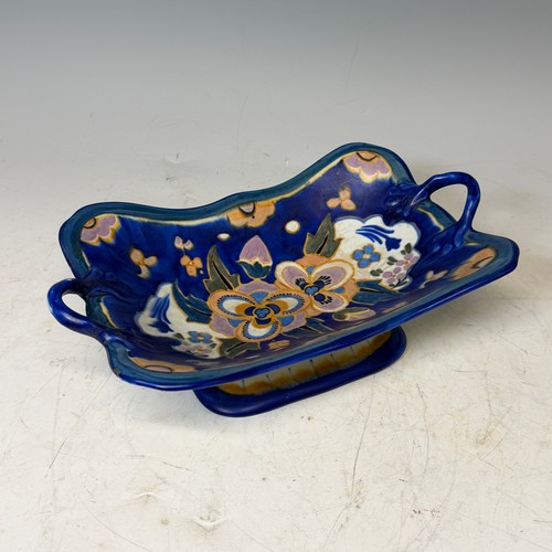 219 - A Carlton ware Art Deco style centrepiece Dish, of a blue floral design, W 31 cm x H 9 cm x D 18.5 c... 