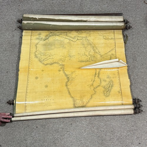 197 - A Victorian five chart Educational Wall Map Scroll, comprising 'A Chart of the World on Mercator's p... 