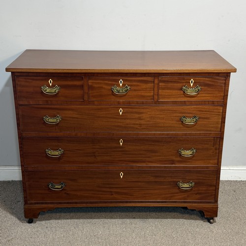 62 - An Edwardian mahogany Chest of Drawers, the top with geometric marquetry banding, applied with ivory... 