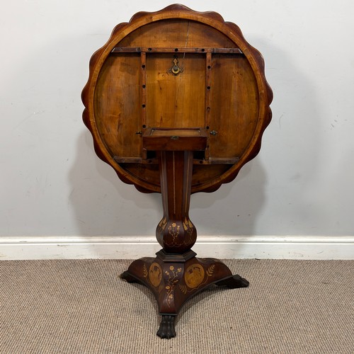 63 - An Irish Killarney marquetry and yew occasional Table, third quarter 19th century, the scalloped edg... 