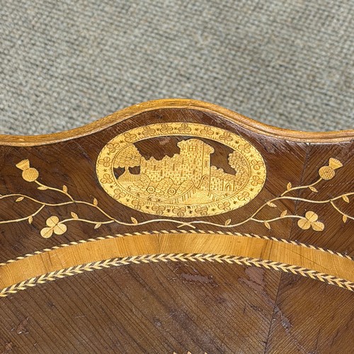 63 - An Irish Killarney marquetry and yew occasional Table, third quarter 19th century, the scalloped edg... 