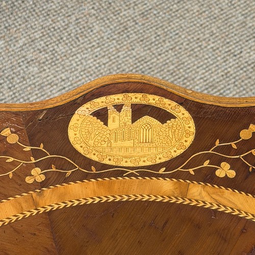 63 - An Irish Killarney marquetry and yew occasional Table, third quarter 19th century, the scalloped edg... 