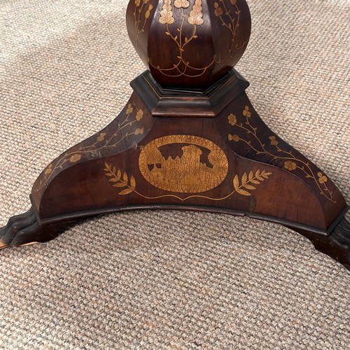 63 - An Irish Killarney marquetry and yew occasional Table, third quarter 19th century, the scalloped edg... 