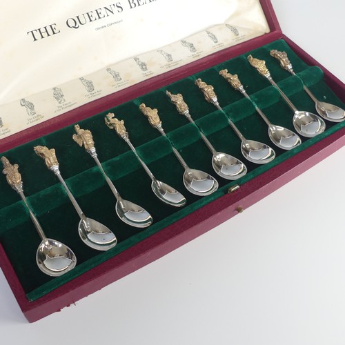 31 - A cased set of ten Elizabeth II silver 'Queen's Beasts' Spoons, by William Comyns & Sons Ltd., (... 