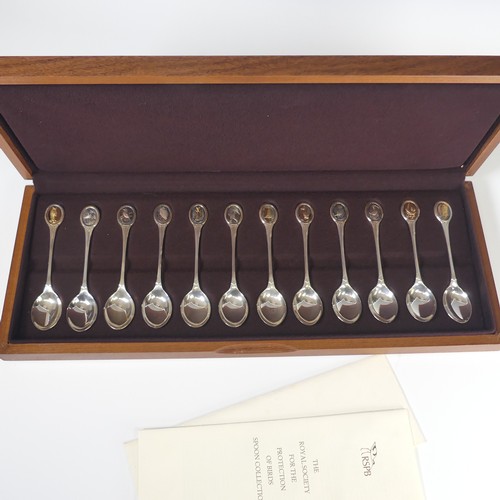 42 - An Elizabeth II cased set of twelve RSPB silver Spoons, by John Pinches, hallmarked London, 1975 / 6... 