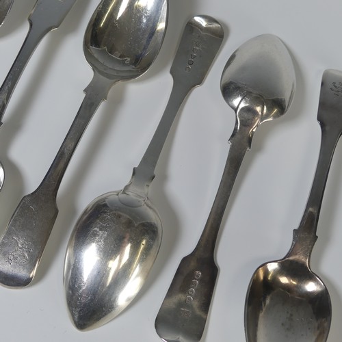 12 - A set of six George IV silver Dessert Spoons, by&nbsp;Jonathan Hayne, hallmarked London 1822, fiddle... 