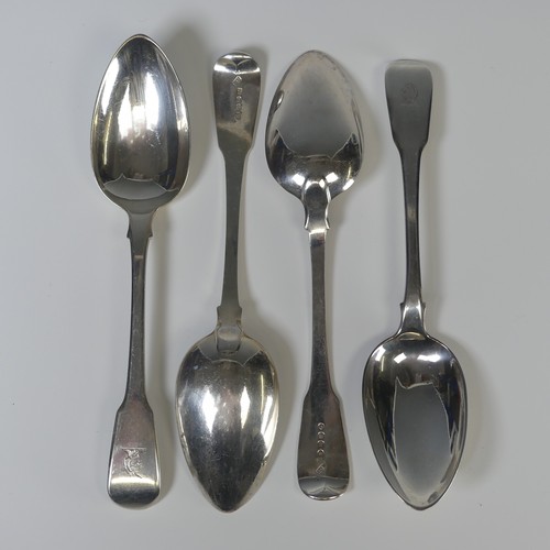 11 - A set of four George III silver Table Spoons, by Thomas Wilkes Barker, hallmarked London 1815, fiddl... 