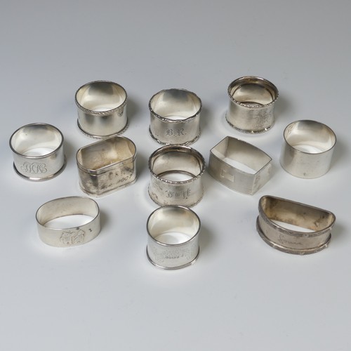 25 - Eight various silver Napkin Rings, various dates and makers, all with personalisation, 7ozt, togethe... 