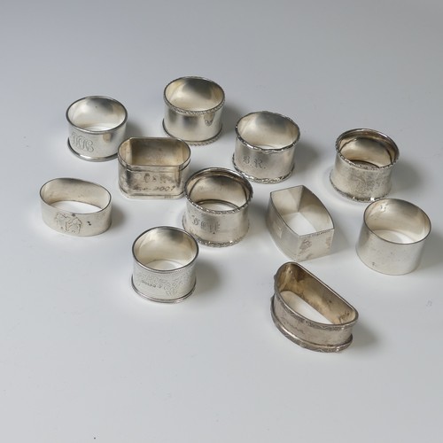 25 - Eight various silver Napkin Rings, various dates and makers, all with personalisation, 7ozt, togethe... 