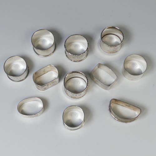 25 - Eight various silver Napkin Rings, various dates and makers, all with personalisation, 7ozt, togethe... 