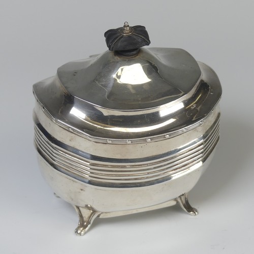 21 - A George V silver Tea Caddy, by Thomas Bradbury & Sons Ltd., hallmarked Sheffield, 1917, of shap... 