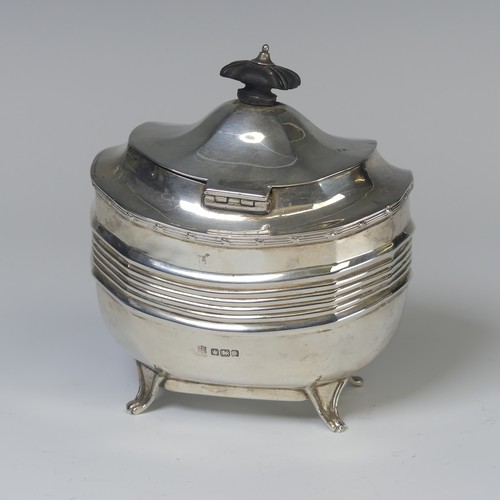 21 - A George V silver Tea Caddy, by Thomas Bradbury & Sons Ltd., hallmarked Sheffield, 1917, of shap... 