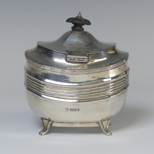 21 - A George V silver Tea Caddy, by Thomas Bradbury & Sons Ltd., hallmarked Sheffield, 1917, of shap... 