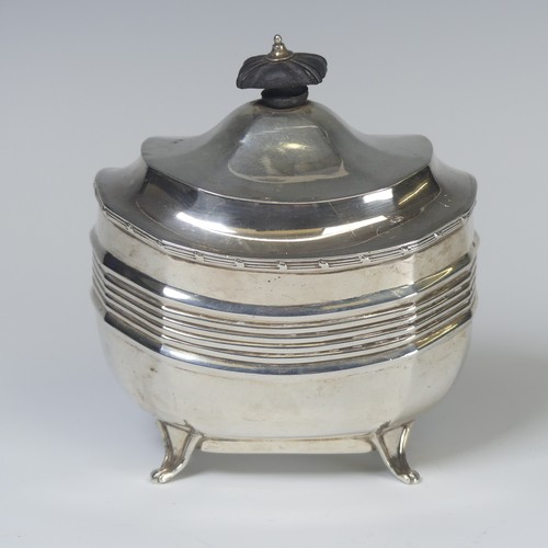 21 - A George V silver Tea Caddy, by Thomas Bradbury & Sons Ltd., hallmarked Sheffield, 1917, of shap... 