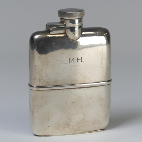 18 - A George V Scottish silver Hip Flask, by Hamilton & Inches, hallmarked Edinburgh, 1930, of plain... 