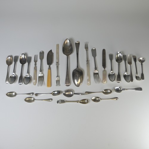 14 - A set of six George III silver Teaspoons, hallmarked London 1827, fiddle pattern, initialled, 147cm ... 