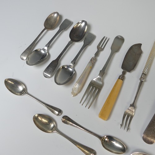 14 - A set of six George III silver Teaspoons, hallmarked London 1827, fiddle pattern, initialled, 147cm ... 