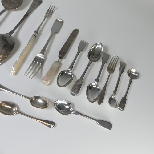 14 - A set of six George III silver Teaspoons, hallmarked London 1827, fiddle pattern, initialled, 147cm ... 