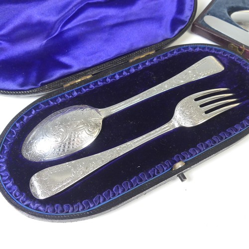 54 - A cased late Victorian Spoon and Fork Set, by&nbsp;Josiah Williams & Co., hallmarked London 1896... 