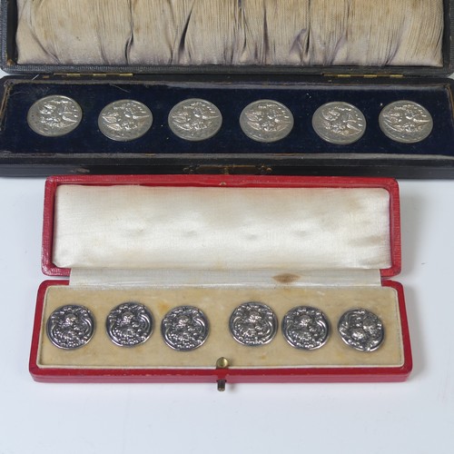 39 - A cased set of six Edwardian silver Buttons, by Adie & Lovekin Ltd., hallmarked Birmingham 1904,... 