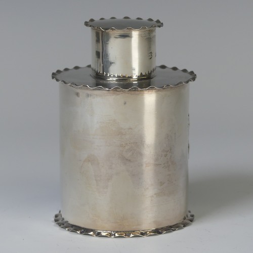 28 - A late Victorian silver Tea Caddy, by Josiah Williams & Co., hallmarked London 1900, of circular... 