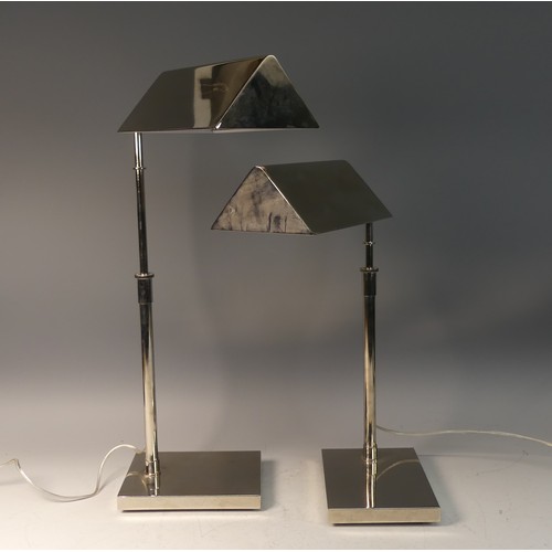 4 - 20th century design: a pair of Ralph Lauren chrome adjustable desk Lamps, (tallest) H 60 cm(2)... 