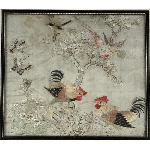 Chinese textiles: a pair of late Qing Dynasty silk embroidered Panels ...