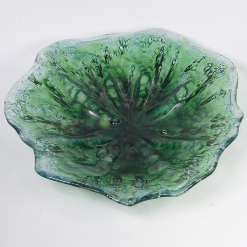 54 - Carole Rolfe (Contemporary), an art glass 'Ocean Seascape' style bowl, approximately 40cm wide.... 