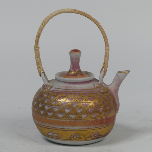 73 - Mary Rich (British, 1940-2022), studio pottery Footed Dish, decorated in blue and gold, signed and i... 