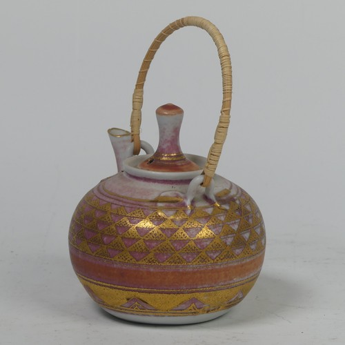 73 - Mary Rich (British, 1940-2022), studio pottery Footed Dish, decorated in blue and gold, signed and i... 