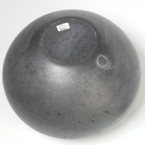 76 - Tim Andrews (b. 1960), a black smoke fired, lidded curling piece with cover,  impressed mark to unde... 