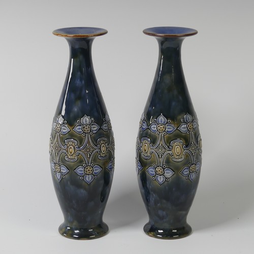 81 - A pair of Royal Doulton Vases, early 20th century, decorated in coloured enamels, impressed mark to ... 
