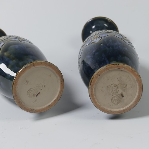 81 - A pair of Royal Doulton Vases, early 20th century, decorated in coloured enamels, impressed mark to ... 