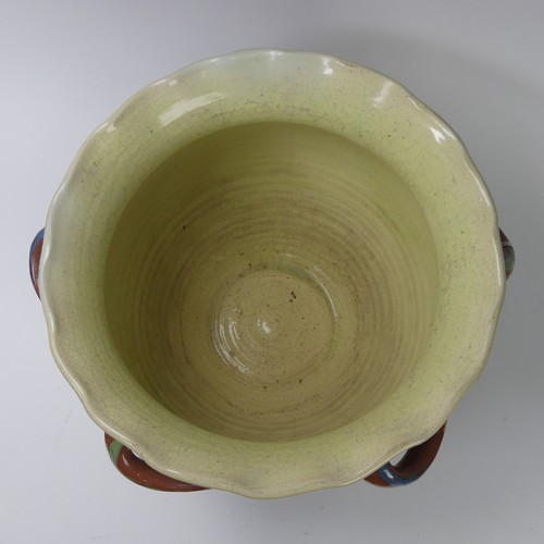 84 - A C. H. Brannam Barum pottery Jardinière dated 1900, with twisted handles, decorated by James S. Dew... 