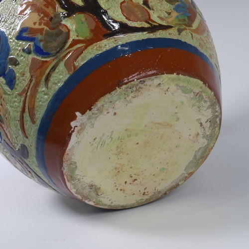 84 - A C. H. Brannam Barum pottery Jardinière dated 1900, with twisted handles, decorated by James S. Dew... 