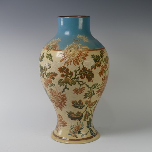 86 - An Alexander Lauder, Barum, pottery Vase, 19th century, of baluster form with floral motifs, painted... 