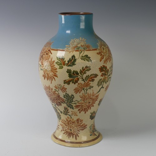 86 - An Alexander Lauder, Barum, pottery Vase, 19th century, of baluster form with floral motifs, painted... 
