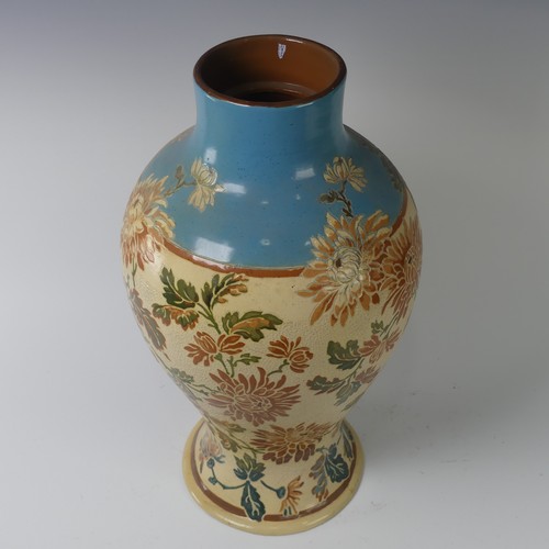 86 - An Alexander Lauder, Barum, pottery Vase, 19th century, of baluster form with floral motifs, painted... 