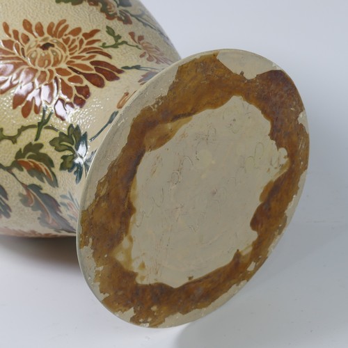 86 - An Alexander Lauder, Barum, pottery Vase, 19th century, of baluster form with floral motifs, painted... 