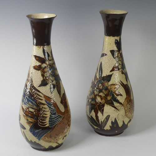88 - A pair of C. H. Brannam pottery Vases, dated 1891, of baluster form, decorated by James S. Dewdney i... 