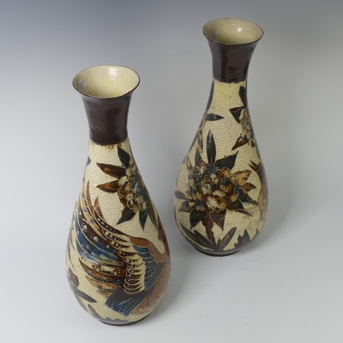 88 - A pair of C. H. Brannam pottery Vases, dated 1891, of baluster form, decorated by James S. Dewdney i... 